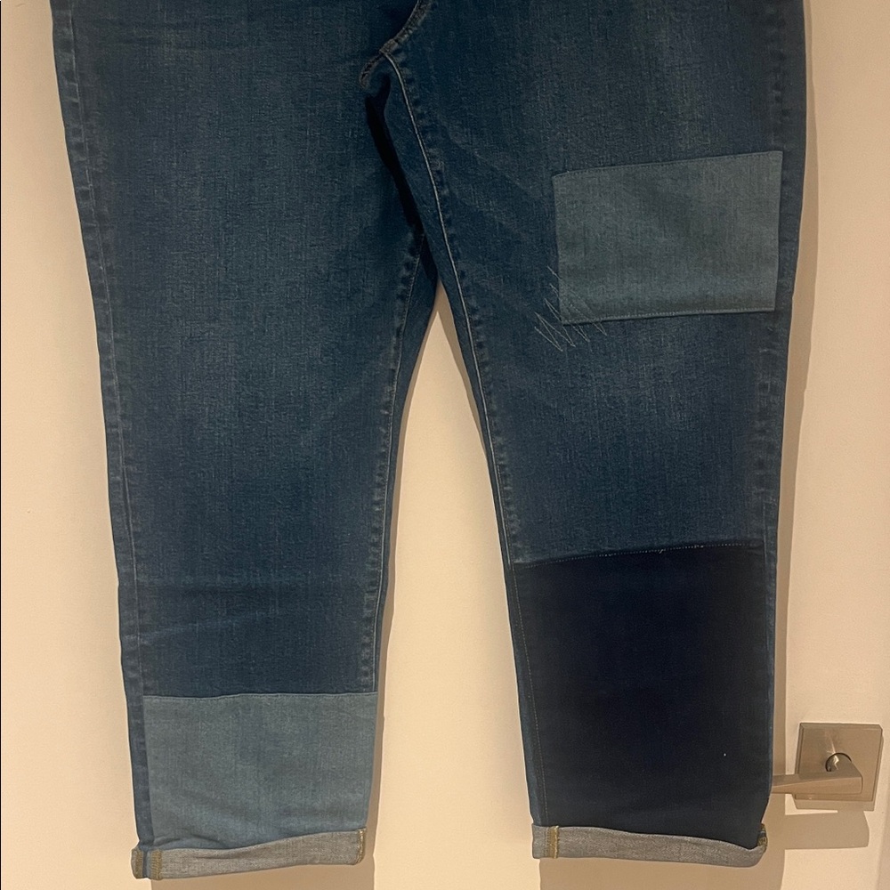 LOFT patchwork the Girlfriend cuff Jeans - image 6